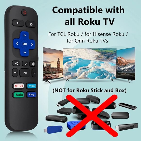 (Pack of 2) Replacement Remote Control Compatible for Roku Tv,For TCL Roku NEW - Picture 2 of 3